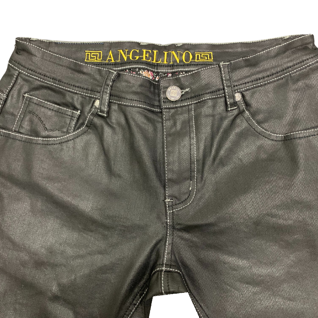 Angelino Classic Fit Wax Coated Black Denim -Style A18