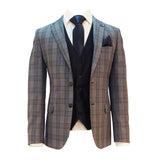 Hermose Wool Touch 3 Piece Suit Grey & Navy