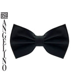 Angelino Black Bow Tie & Pocket Square Set