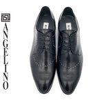 Angelino Black Stud Leather Lace Up Shoe