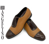 Angelino Tobacco Leather Casual Shoe with Brown High Shine Toe-Cap