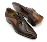 Corrente Brown High Shine Leather Lace-Up Shoe