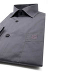 Angelino Grey Cotton Satin Long Sleeve Lounge Shirt