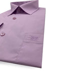 Angelino Lilac Cotton Satin Long Sleeve Lounge Shirt