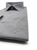 Angelino Silver Grey Cotton Satin Long Sleeve Lounge Shirt