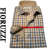 Fioruzzi  Art 51 Smart Casual Check Shirt-Beige 16