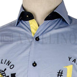 Angelino Sky Blue Nautical Embroidered Long Sleeve Shirt