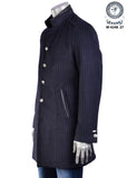 Mondo Navy Self Striped Woven Overcoat