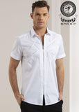 Mondo White Embroidery Studded Zipper Shirt