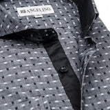 Angelino Black Dobby Surface Interest Long Sleeve Shirt