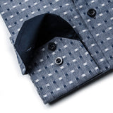 Angelino Navy Dobby Surface Interest Long Sleeve Shirt