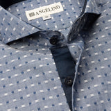 Angelino Navy Dobby Surface Interest Long Sleeve Shirt